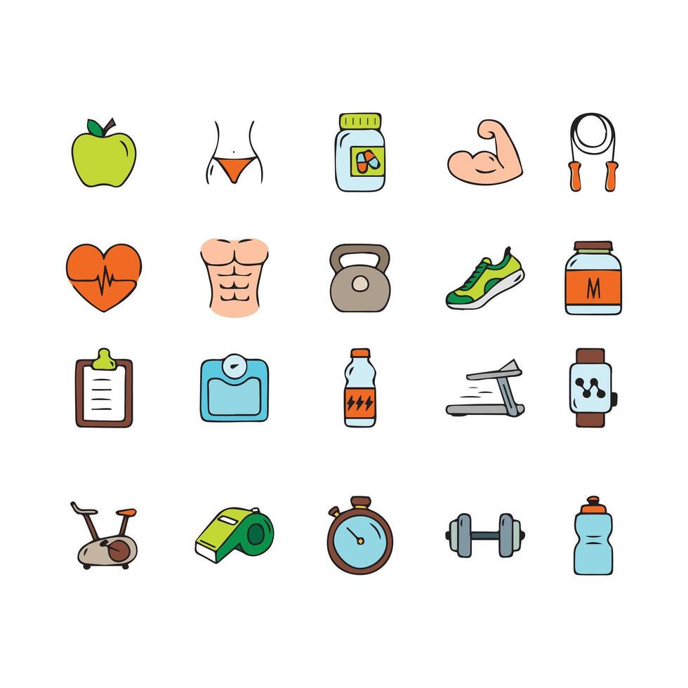 Fitness and Health Icons Set for Wellness and Exercise Designs vector