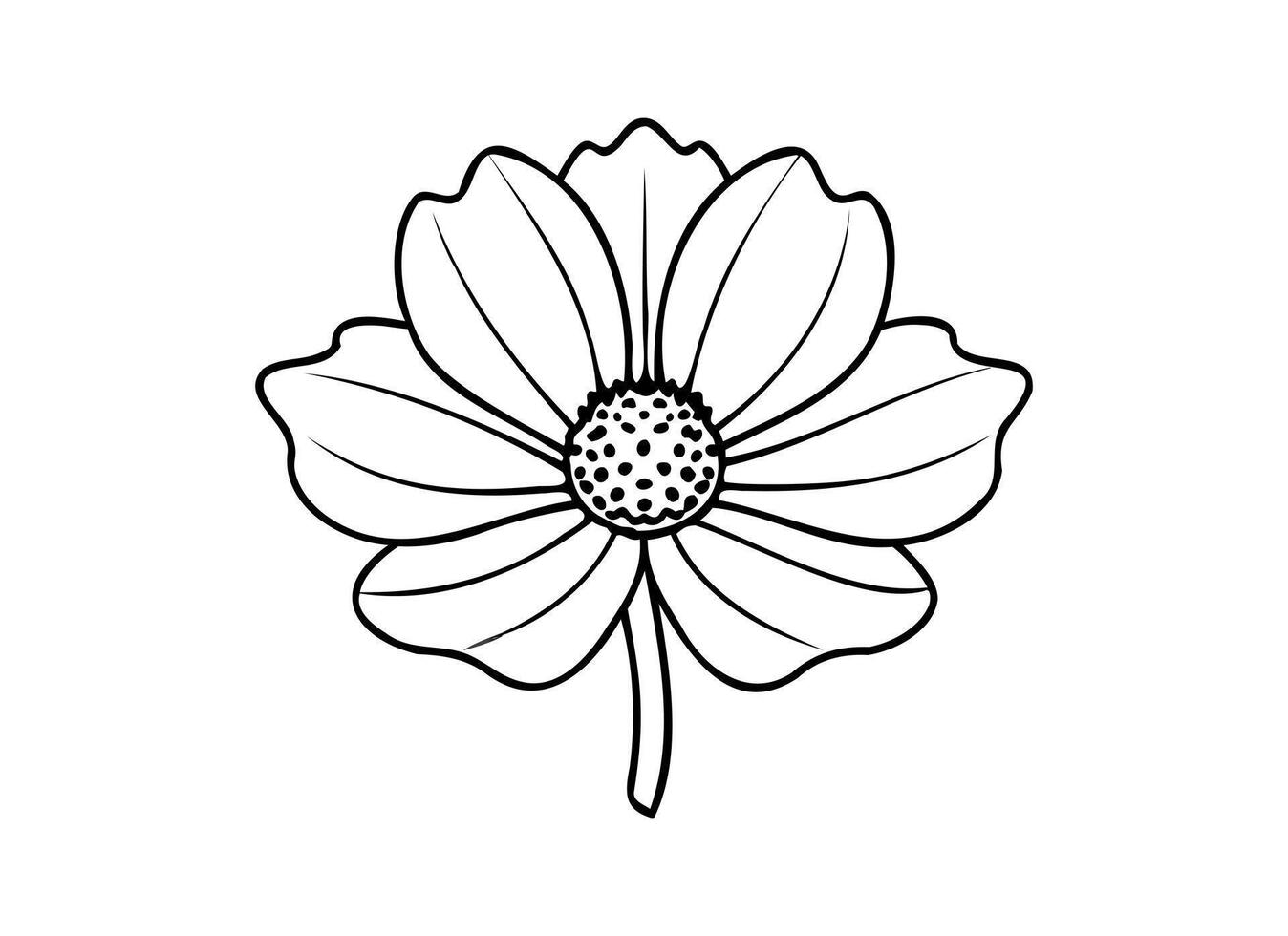 Simple Flower Line Drawing for Botanical and Floral Design Projects vector