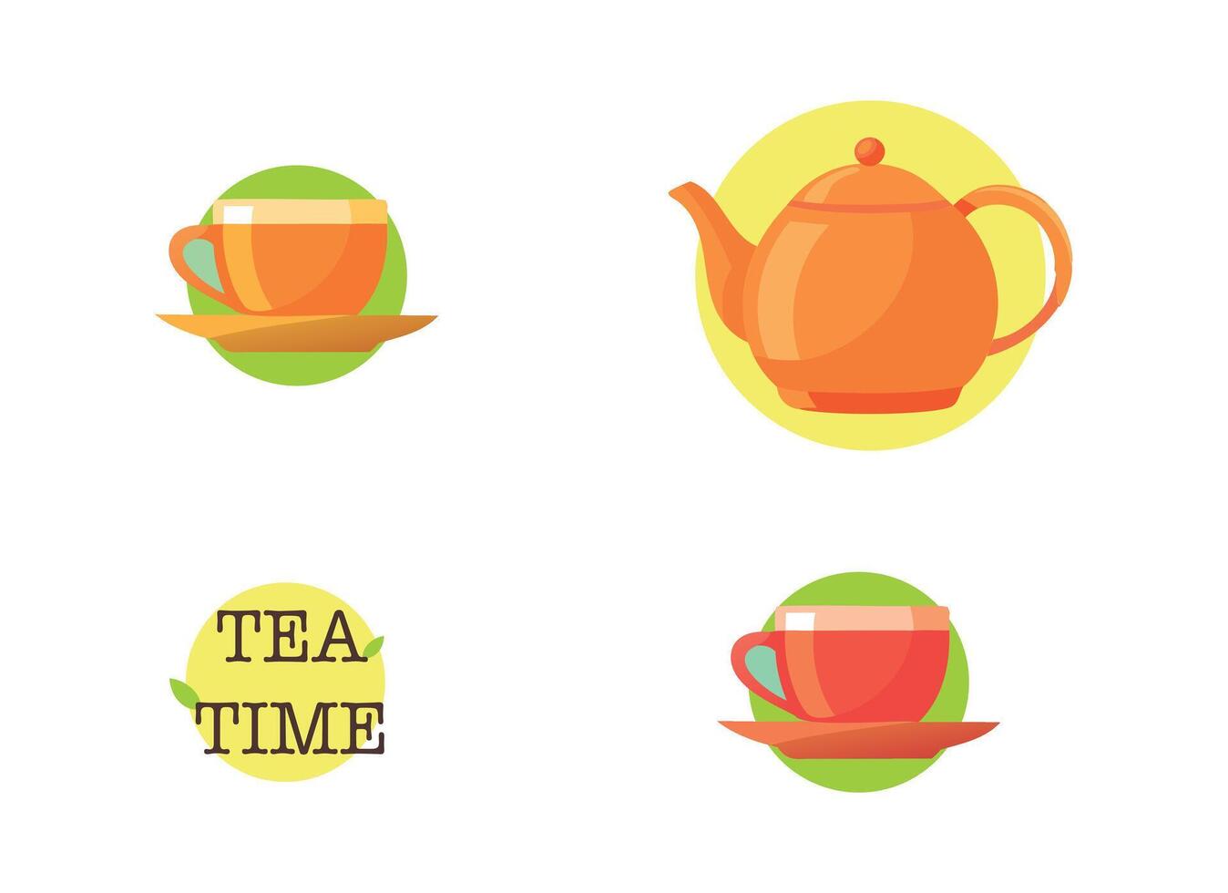 Bright Teapot and Cup Illustration Set for Cozy Tea Time Designs vector
