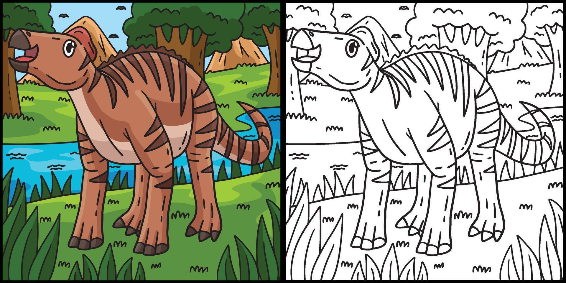 Dinosaur Edmontosaurus Coloring Page Illustration vector