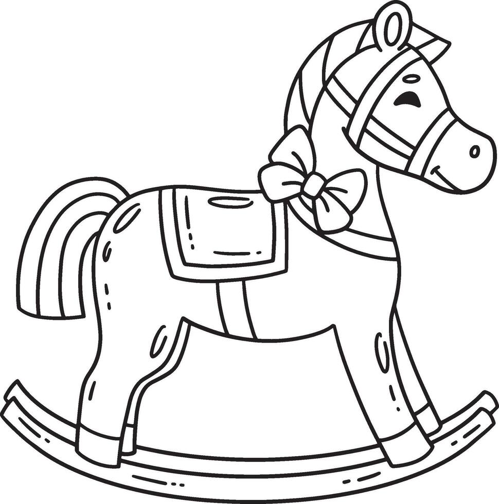 Baby Shower Toy Horse Isolated Coloring Page vector