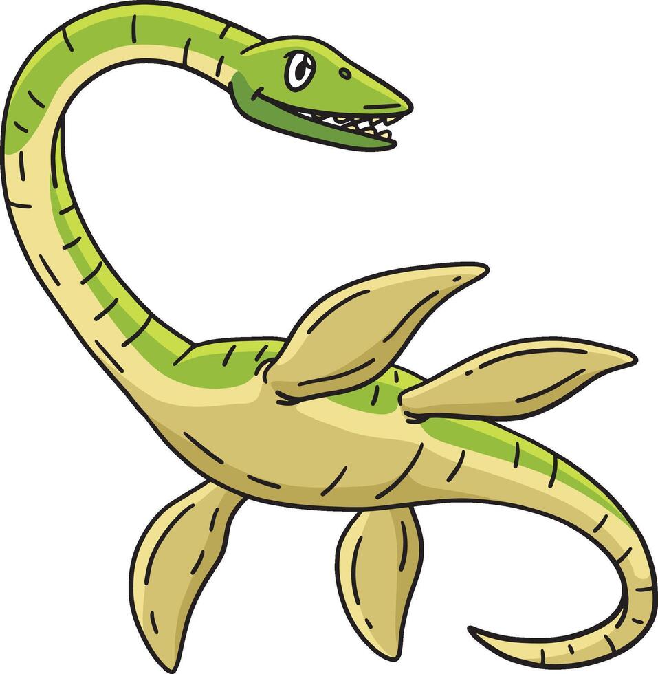 Dinosaur Elasmosaurus Cartoon Colored Clipart vector