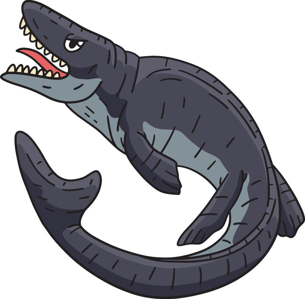 Dinosaur Mosasaurus Cartoon Colored Clipart vector