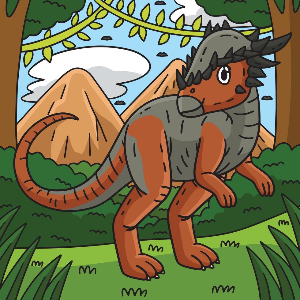 Dino Animal Pachycephalosaurus Colored Cartoon vector