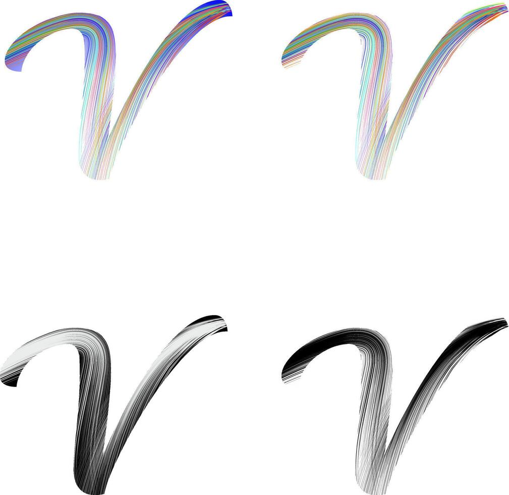 letter v logo with lots of color in abstract brush strokes vector