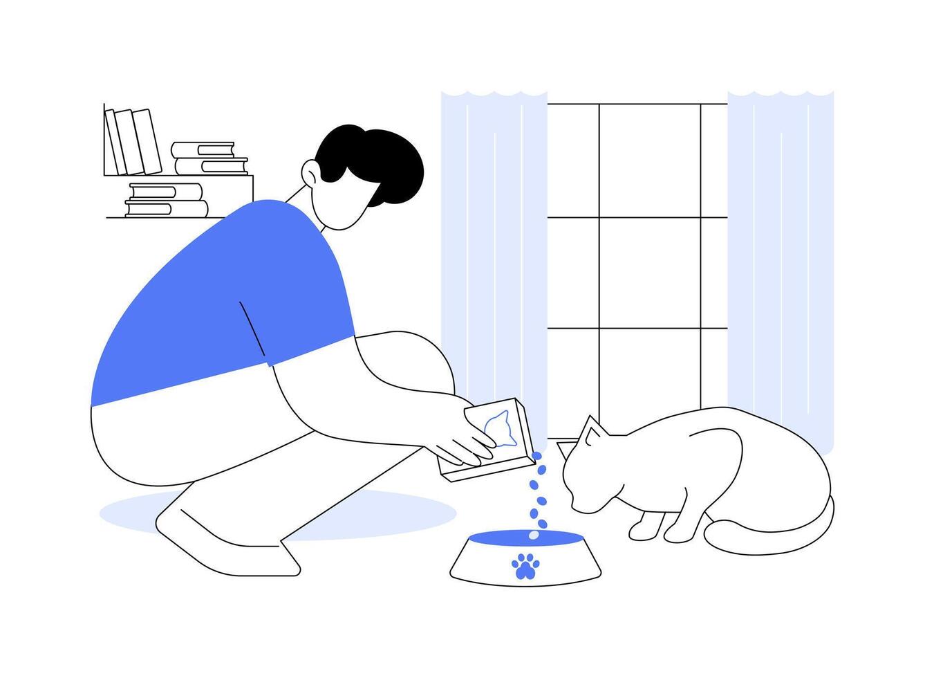 Feeding a cat isolated cartoon illustrations. vector