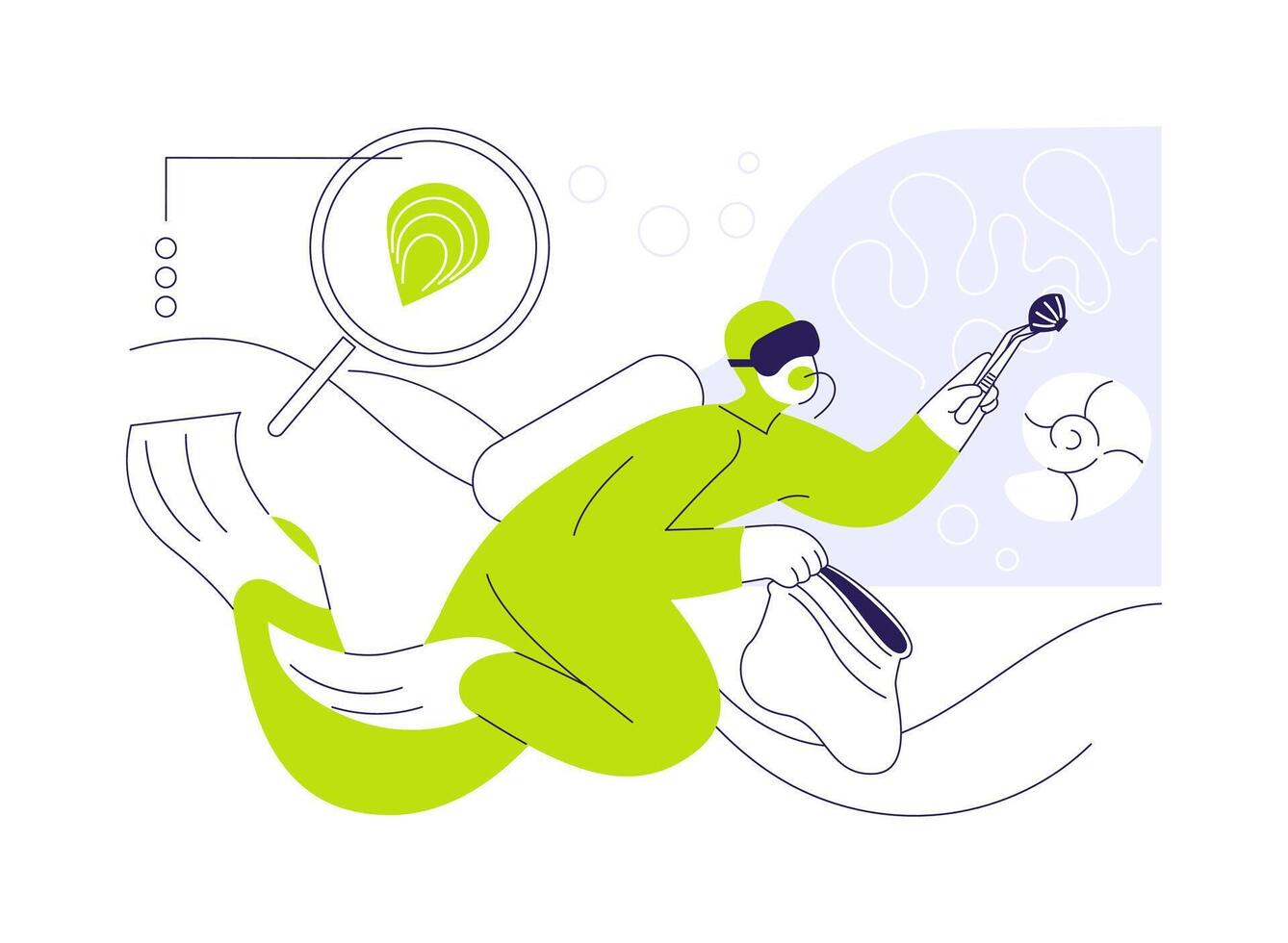 Collecting samples at the sea abstract concept illustration. vector