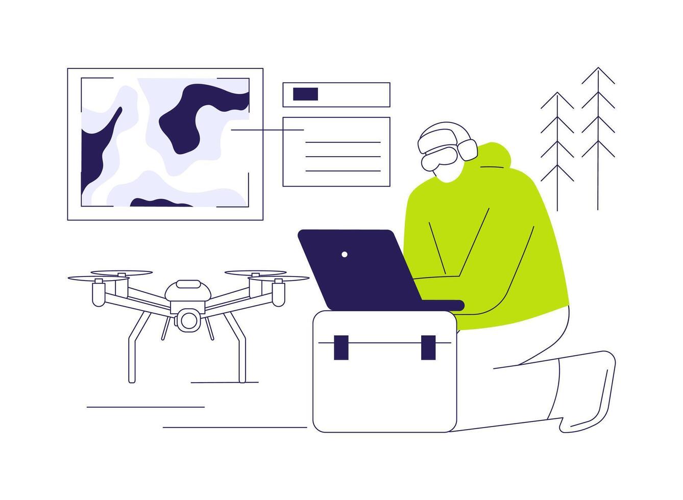 Use remote sensing drones abstract concept illustration. vector