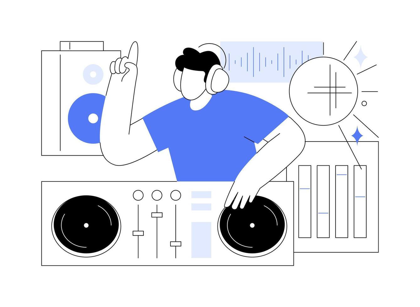 Djing isolated cartoon illustrations. vector