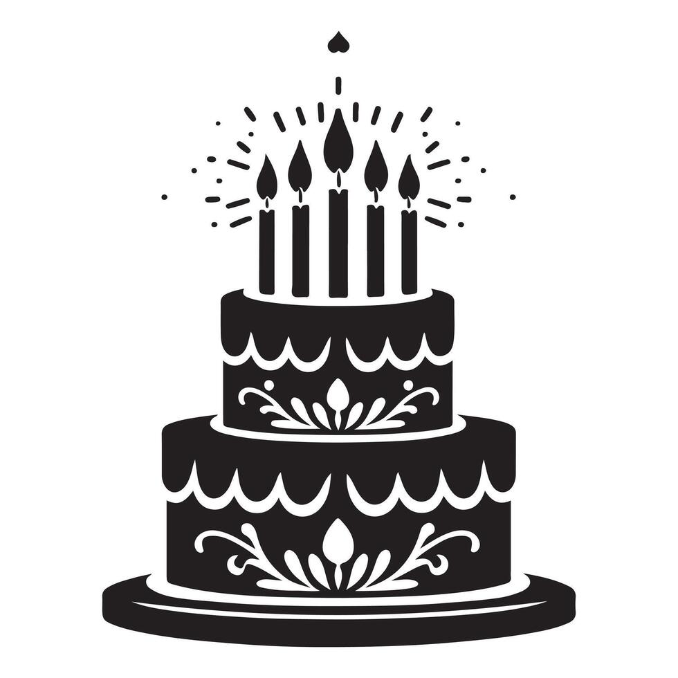 Simple Birthday Cake Silhouette Icon vector