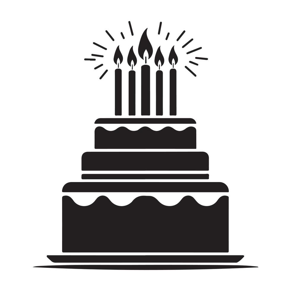 Stylized Birthday Cake Silhouette Graphic vector