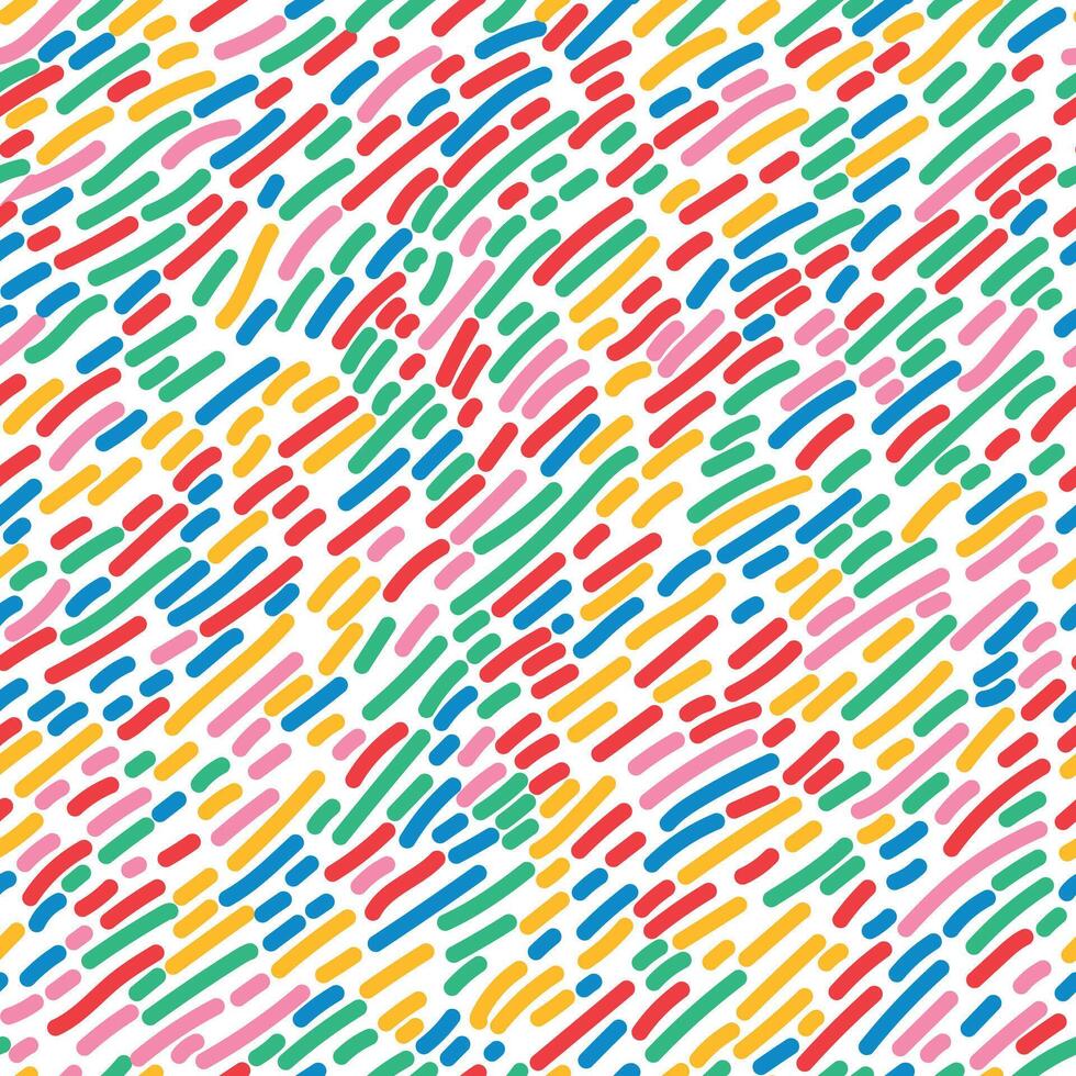 Colorful line doodle seamless pattern. Funny pattern with confetti. Decorative carnival background. Modern abstract color backdrop. vector
