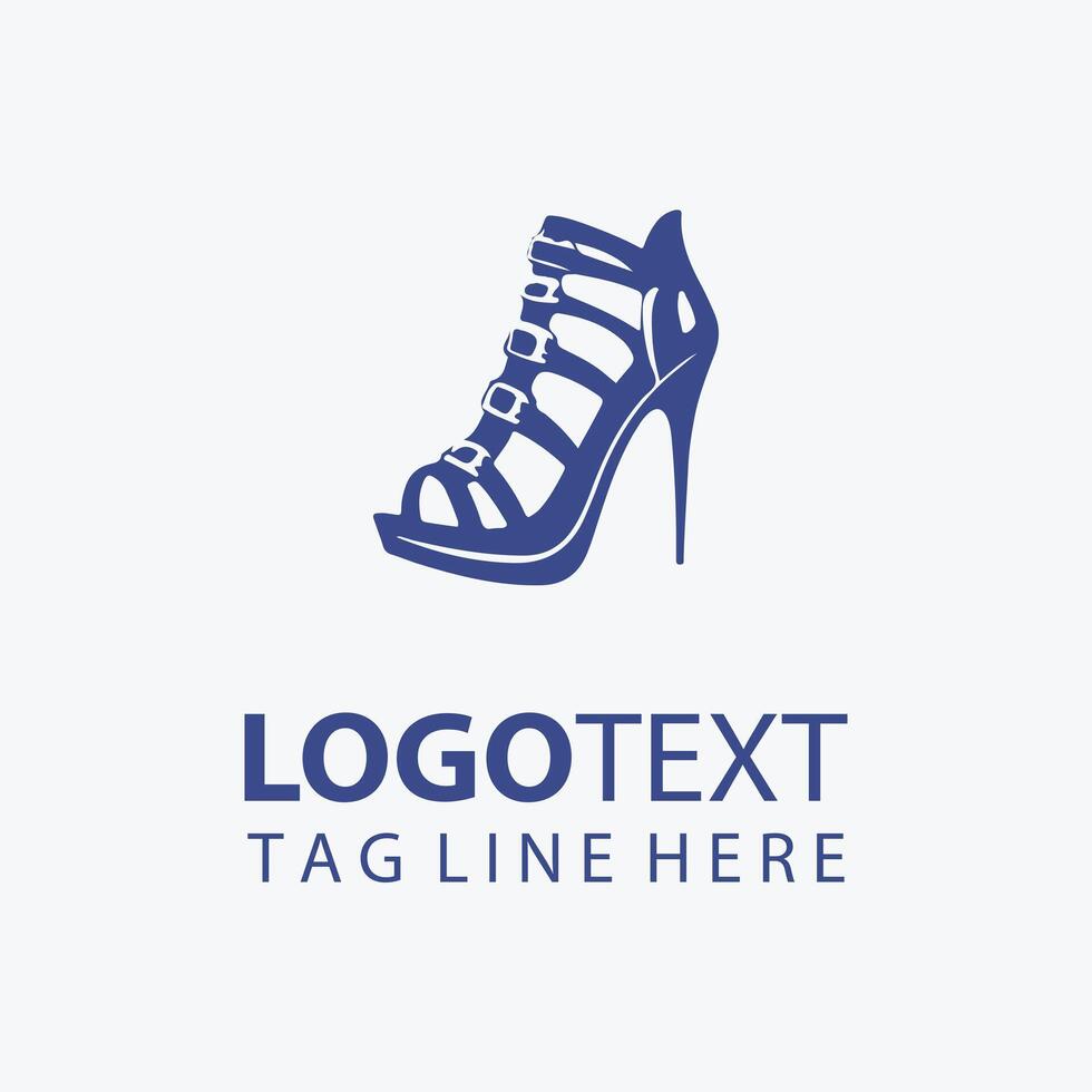 Elegant blue high heel shoe logo vector