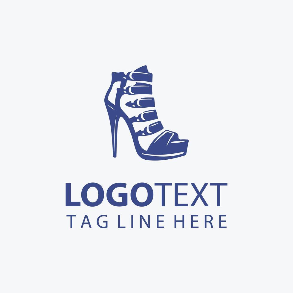 Elegant Blue High Heel Shoe Logo for Fashion and Retail Brands vector