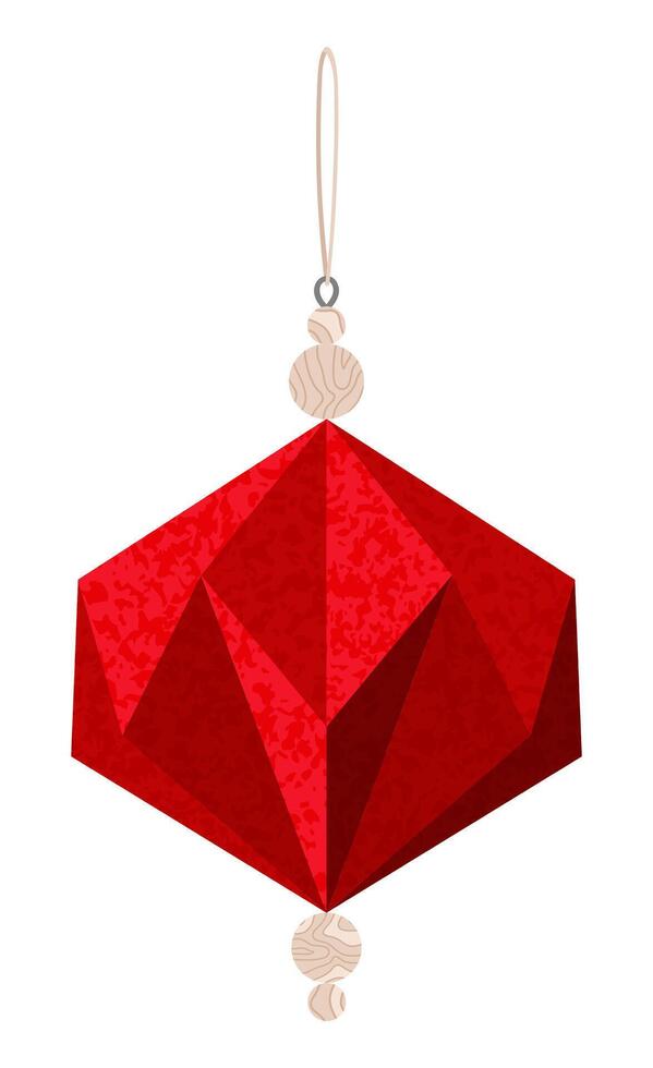 Paper crystal, Christmas tree ornament. Handmade decoration. vector