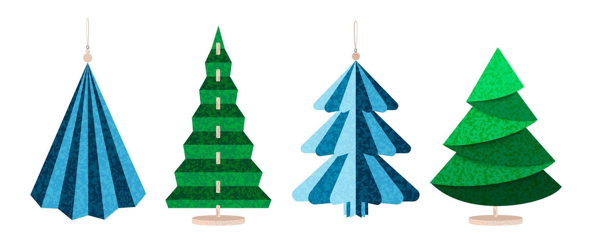 A set of paper Christmas tree illustrations. vector