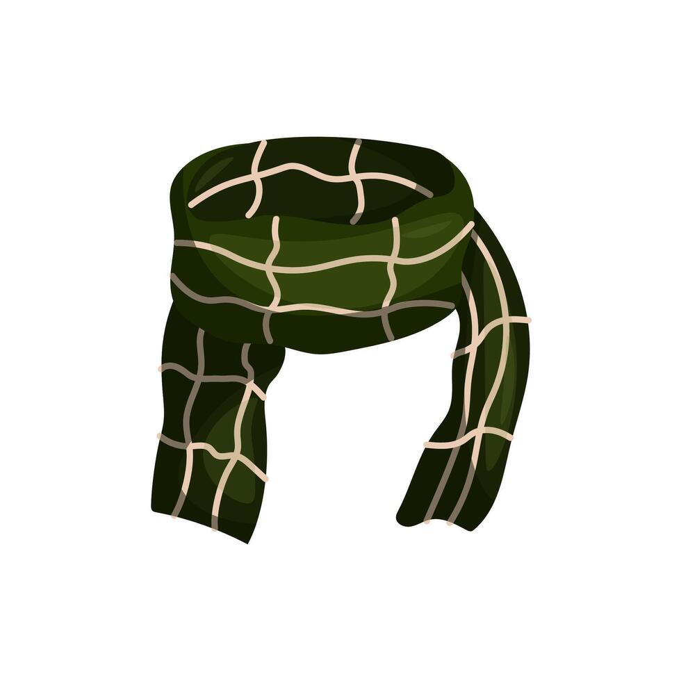 illustration green scarf isolated on white background. Winter scarf vector