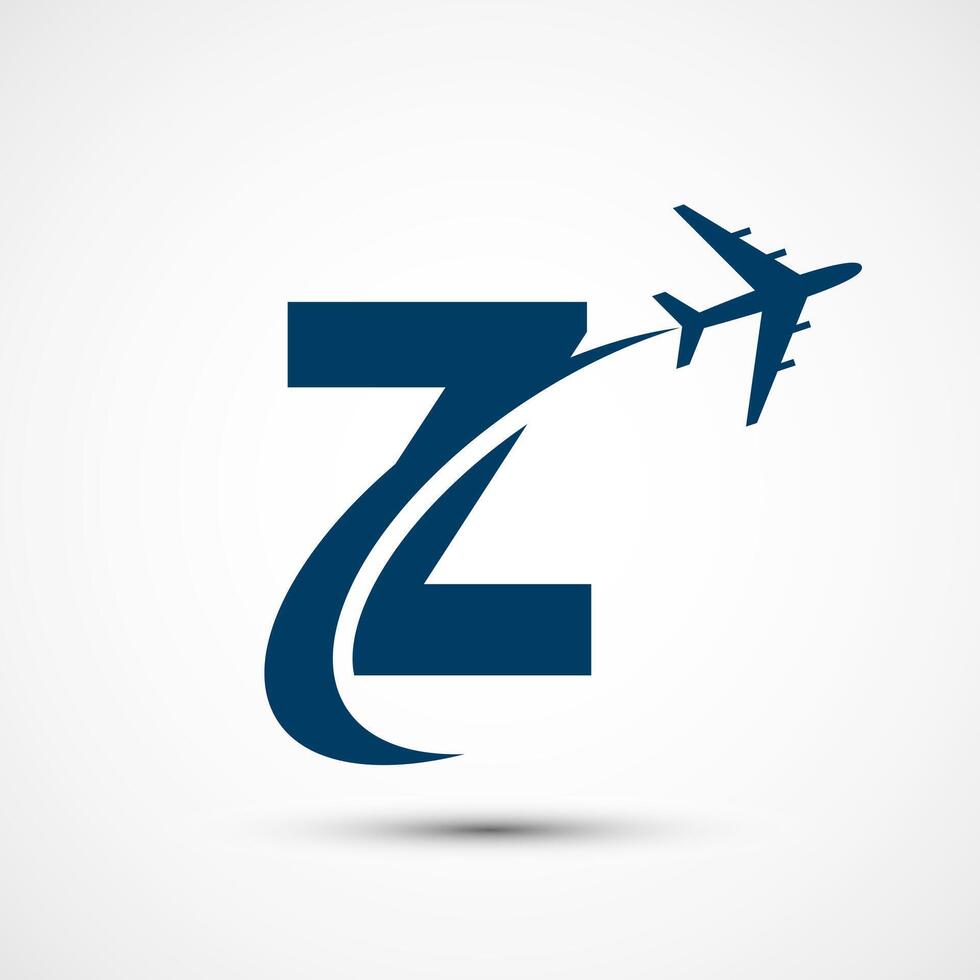 Alphabet Z with aero plane. Travel icon. Aviation logo sign, Flying symbol. Flight icon vector