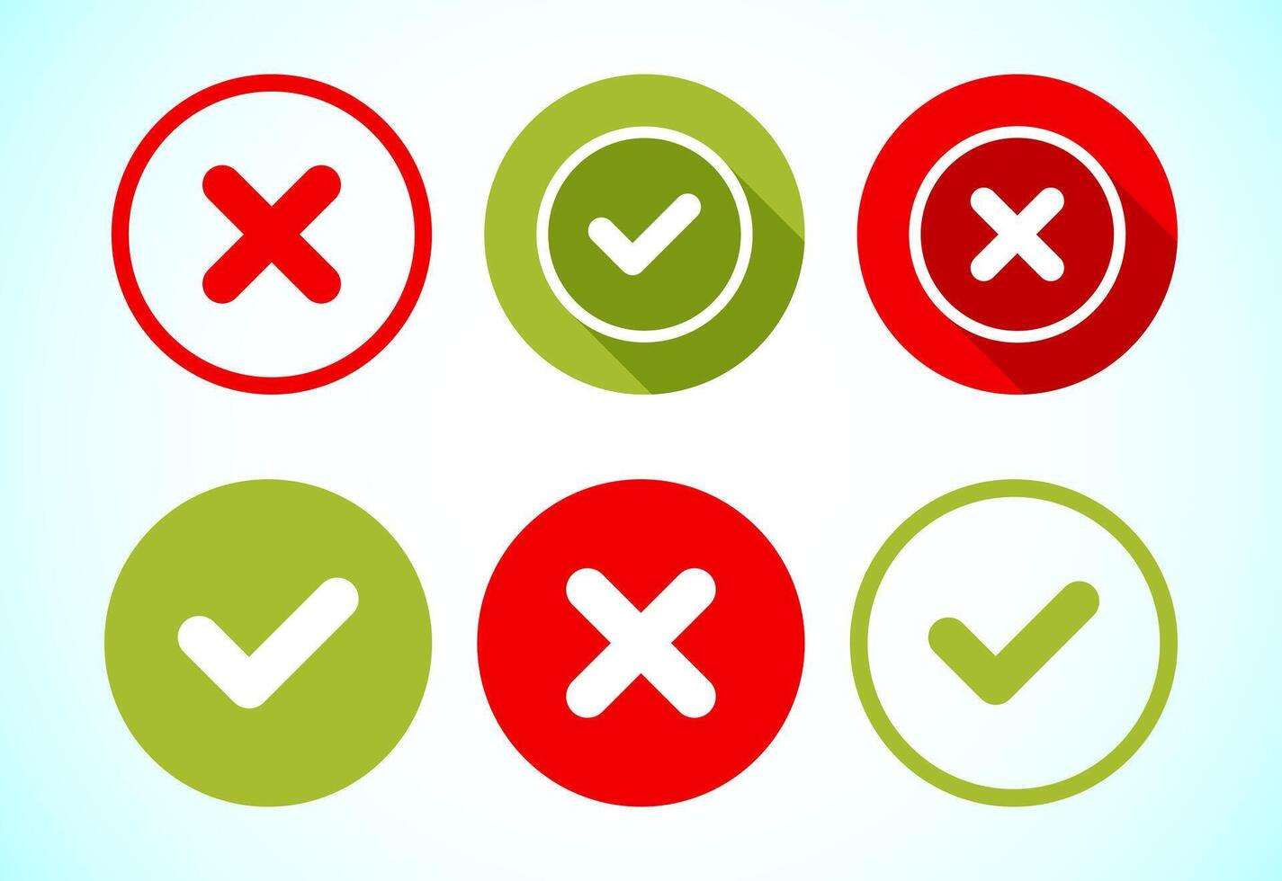 Check mark and cross mark icons design template vector