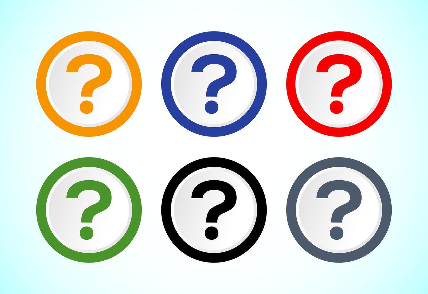 Question mark flat icon set for apps and websites, Circle design vector