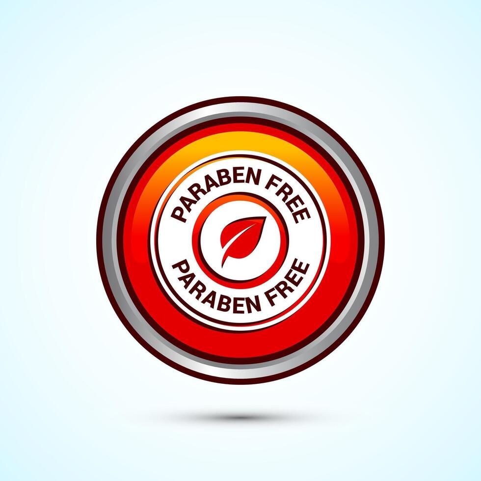 Paraben free icon design, suitable for product label. Orange Color Round Button Design vector