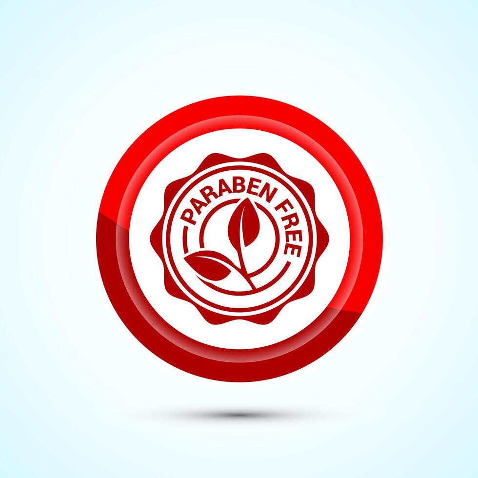 Paraben free icon design, suitable for product label. Red Color Button Design vector
