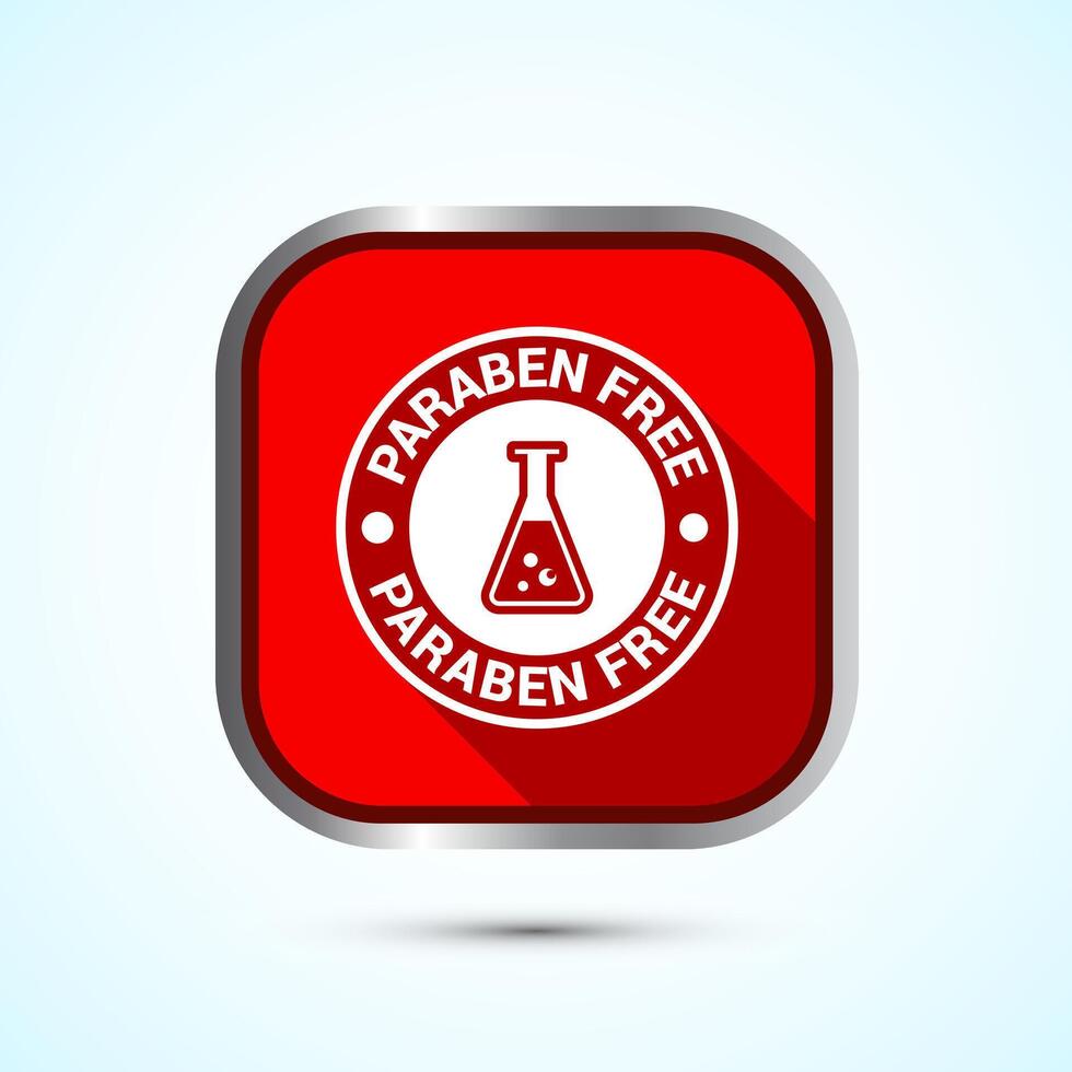 Paraben free icon design, suitable for product label. Red Shadow Button Design vector