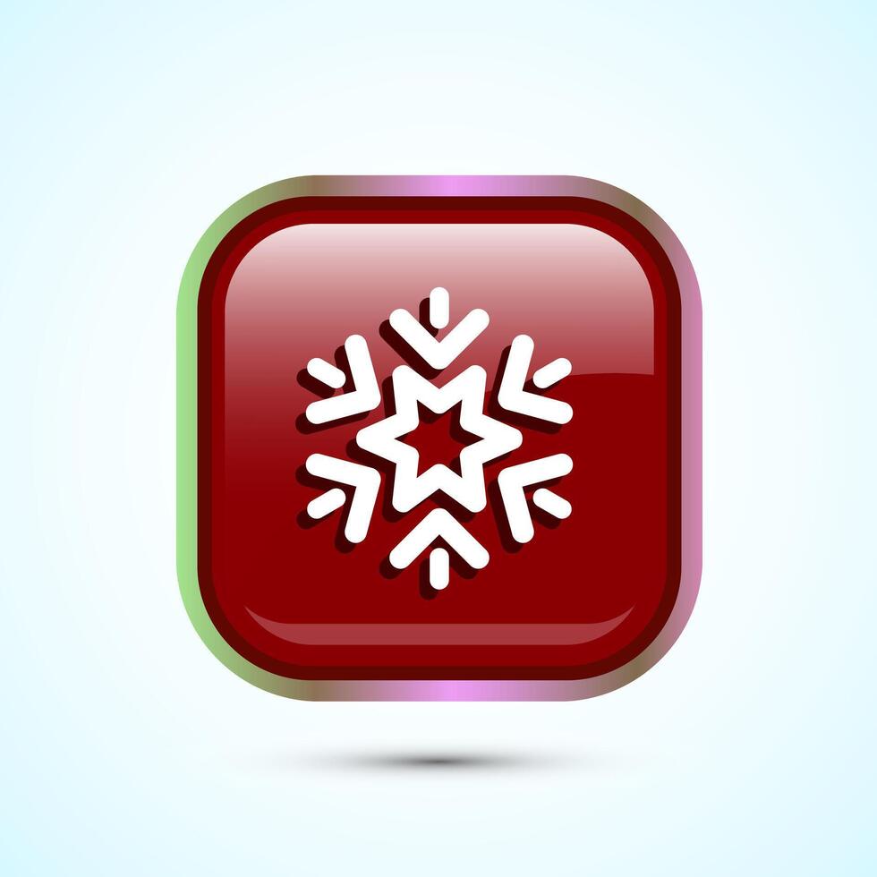 Snowflake icon design, Keep frozen icon. Red Color Square Button Design vector