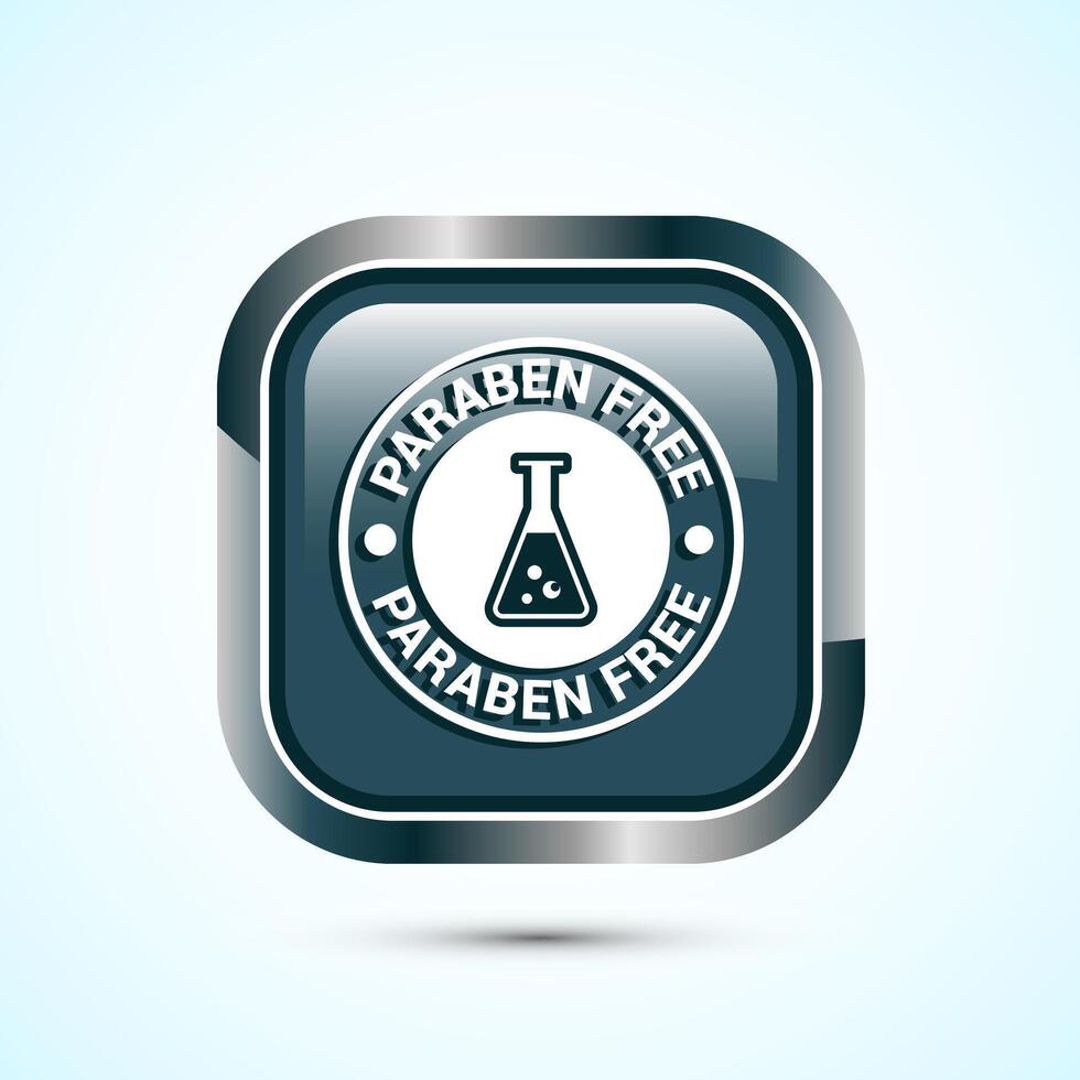 Paraben free icon design, suitable for product label. Gray Color Square Button Design vector