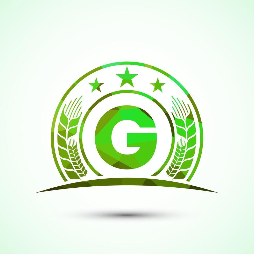 Initial alphabet G incorporated with Wheat, barley, or rye. Logo for agriculture business and company identity vector