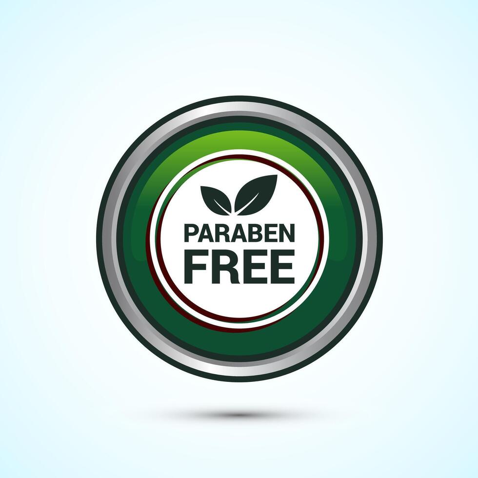 Paraben free icon design, suitable for product label. Green Color Round Button Design vector