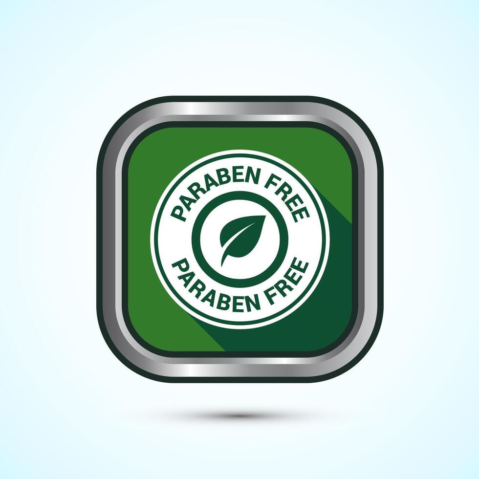 Paraben free icon design, suitable for product label. Green Shadow Button Design vector