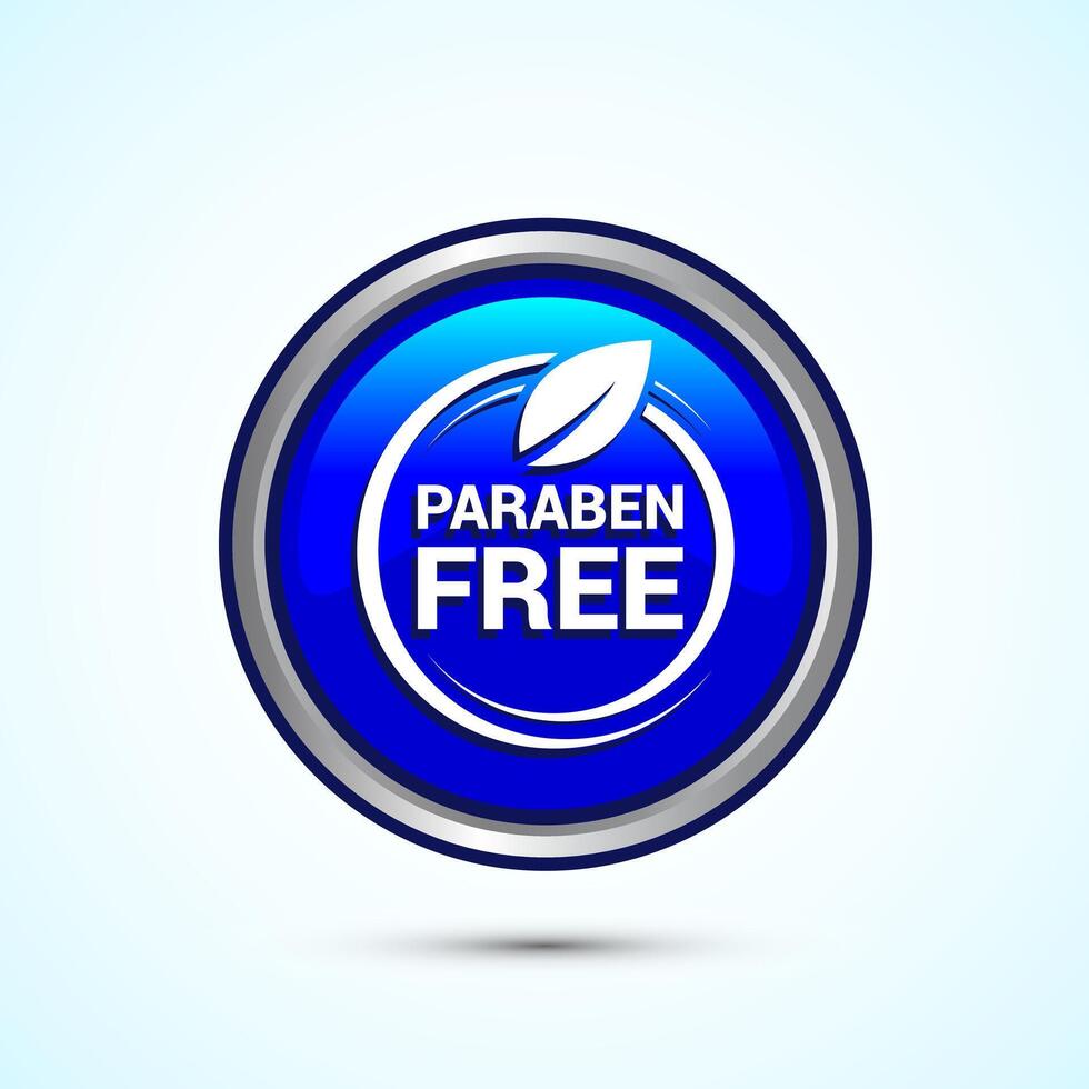 Paraben free icon design, suitable for product label. Blue Color Round Button Design vector