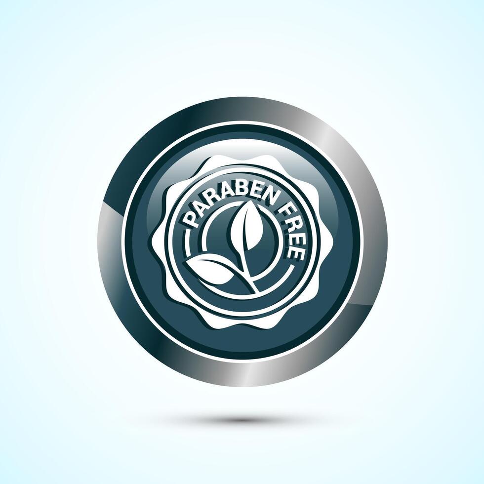 Paraben free icon design, suitable for product label. Gray Color Round Button Design vector