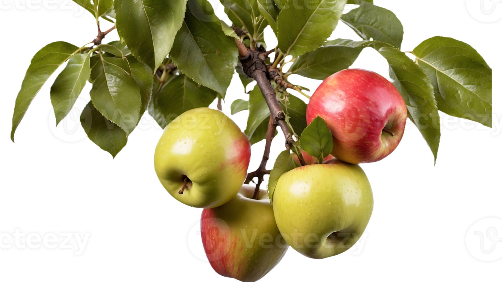 Isolated Apple Tree Branch with Red Apples and Leaves Perfect for Product Covers and Organic Branding png