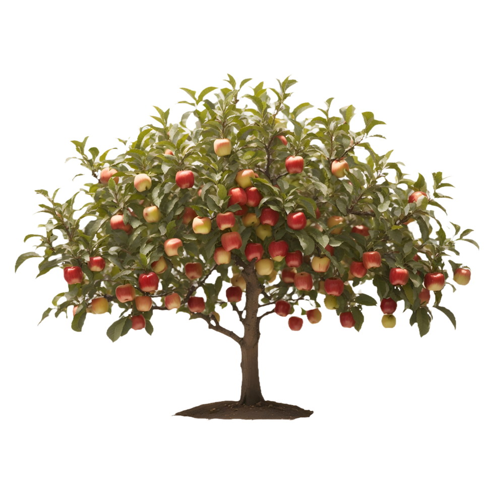 Vibrant Apple Tree Illustration on Transparent Background, Ideal for Marketing, Product, and Banner Designs png