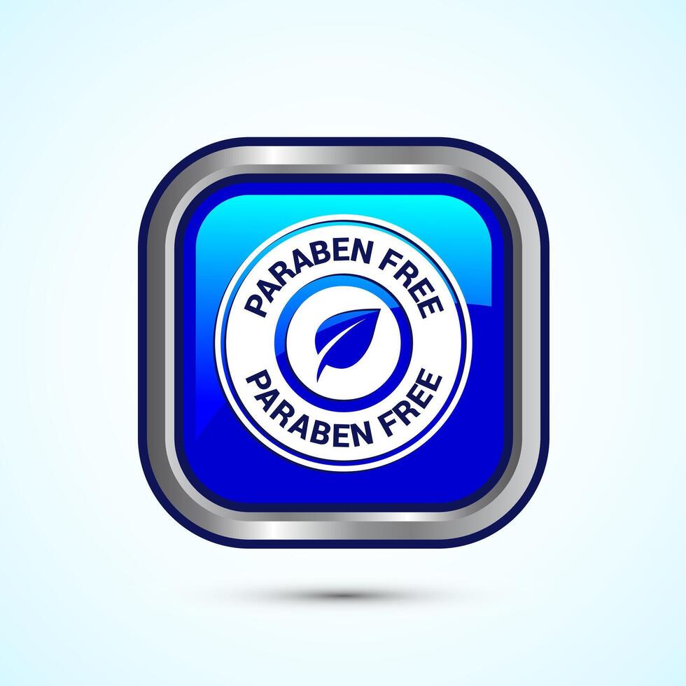 Paraben free icon design, suitable for product label. Blue Color Square Button Design vector
