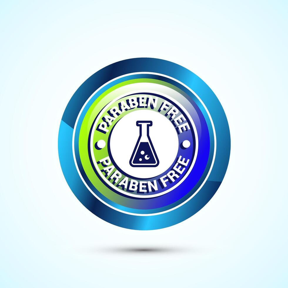 Paraben free icon design, suitable for product label. Glossy Round Button Design vector