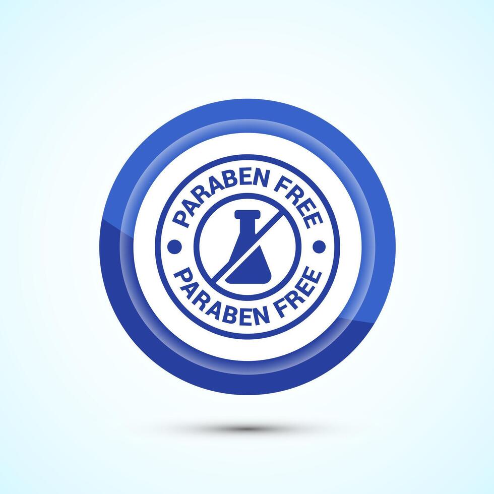 Paraben free icon design, suitable for product label. Blue Color Button Design vector