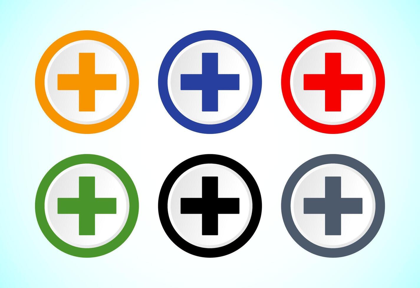 Plus icon set colorful design vector
