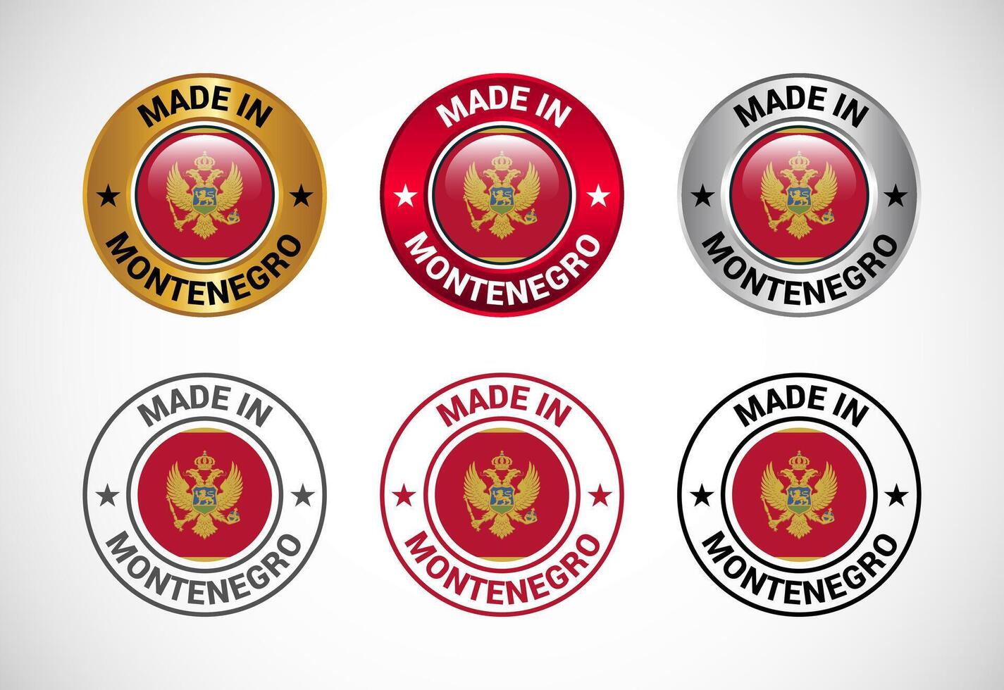 Made in Montenegro label icon with flag. Icon set for business, badge, seal, sticker, logo, and symbol vector