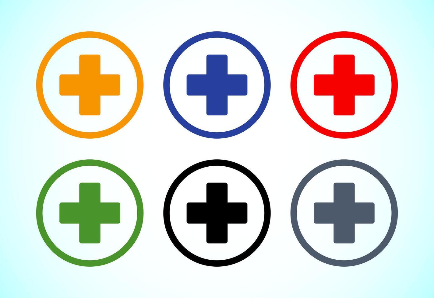 Plus icon design, Add icon set colorful design vector