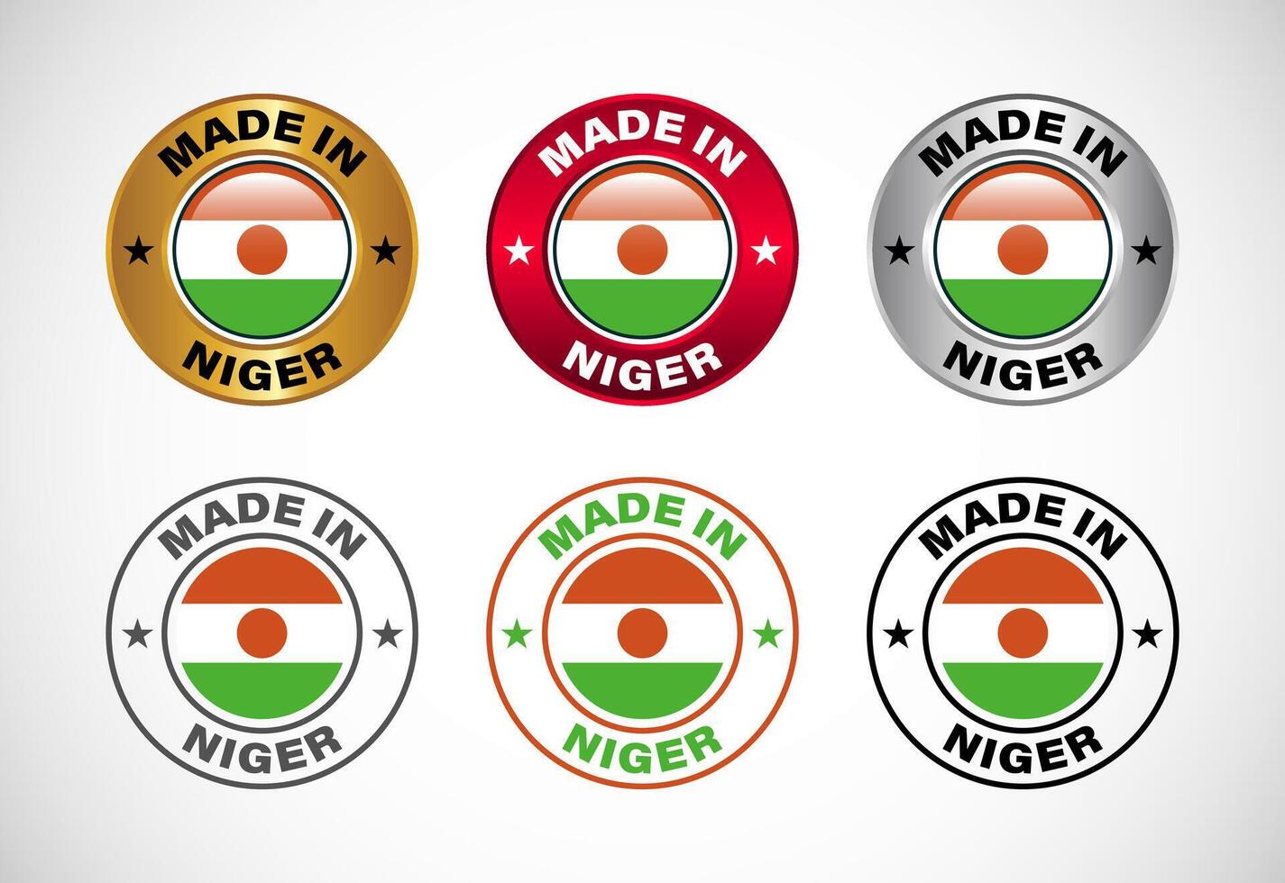 Made in Niger label icon with flag. Icon set for business, badge, seal, sticker, logo, and symbol vector