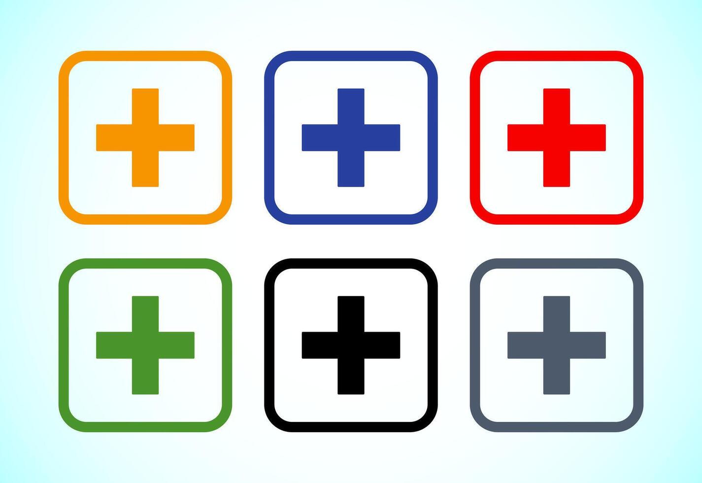 Plus icon, Add icon set colorful design vector