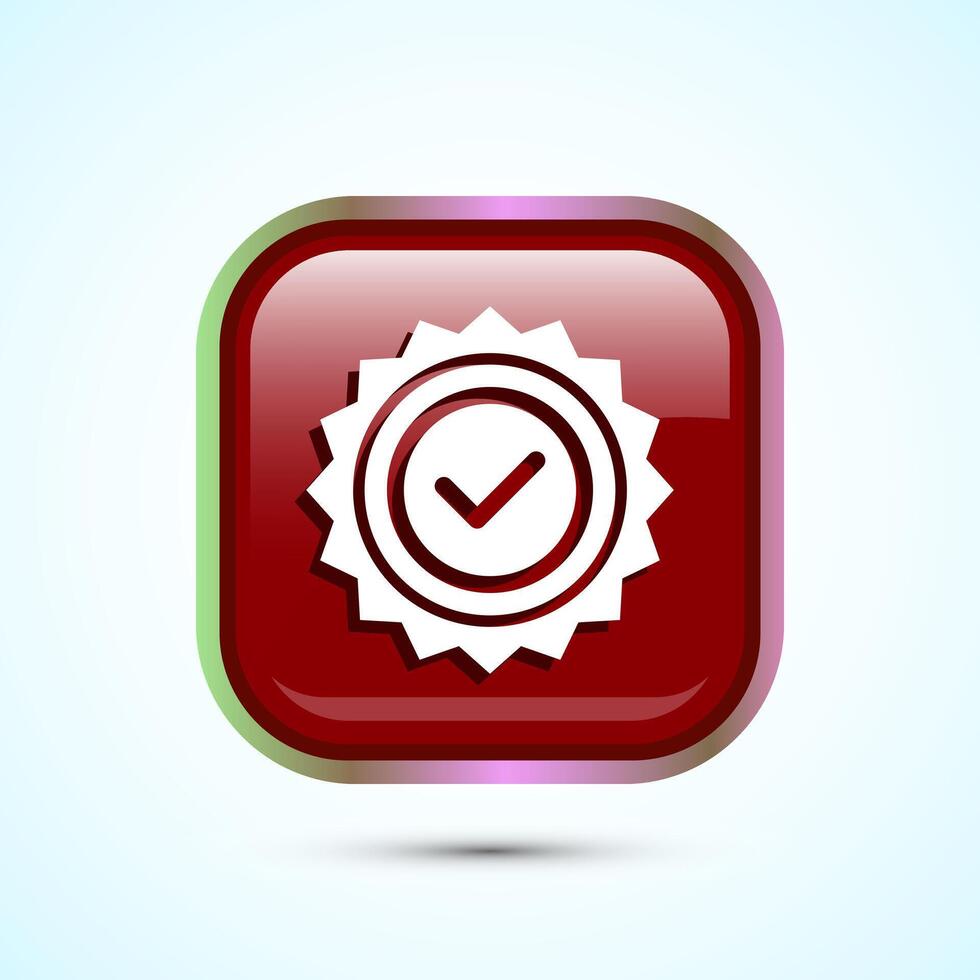 Warranty icon design, Warranty badge, Approval icon sign, Red Color Square Button Design vector