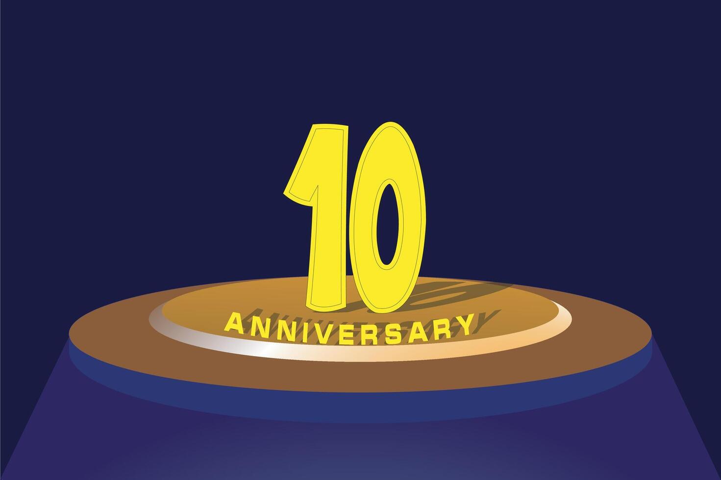 abstract gradient background with podium. 10 years anniversary celebration. vector