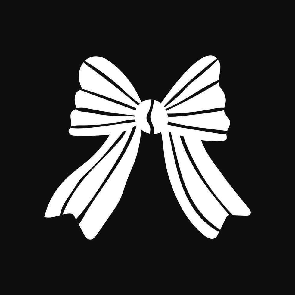 White silhouette of a bow or a ribbon in a flat style isolated on a black background vector