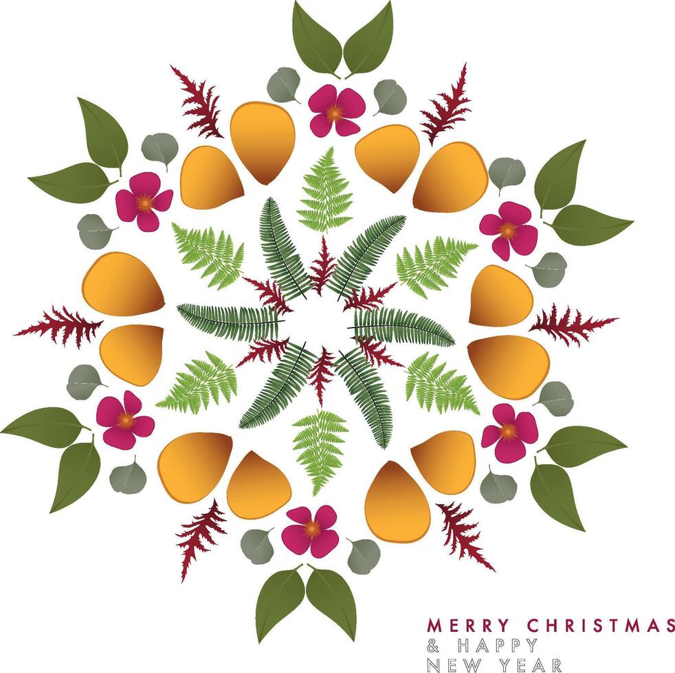 Snowflake with botanical elements vector