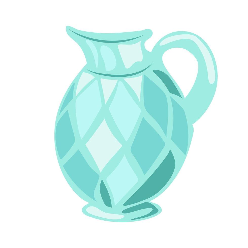 Magic blue crystal jar in flat design. Fantasy weapon, witchcraft flask. illustration isolated. vector