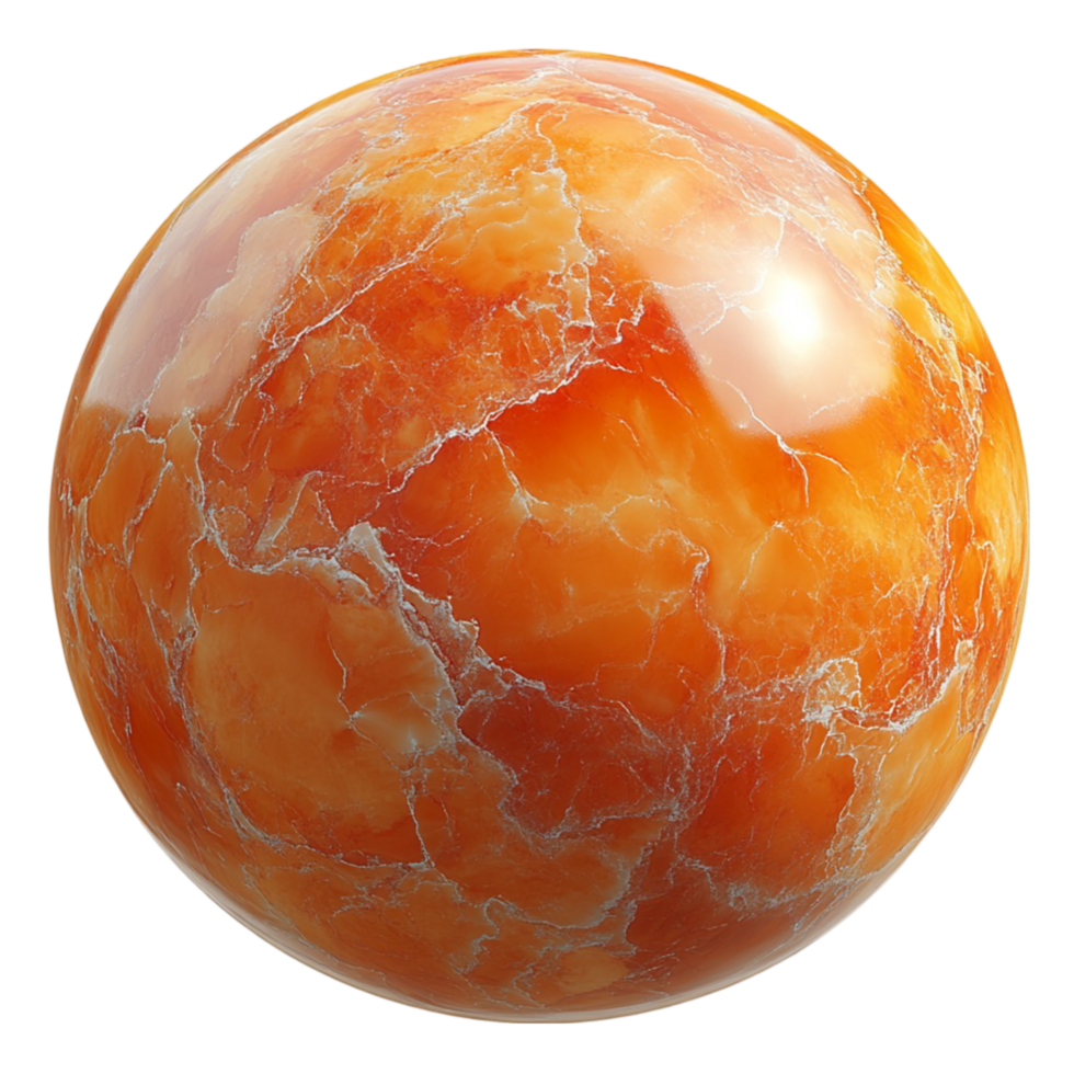 3D Rendering of Marble Sphere with Natural Speckled Pattern Decorative Design png